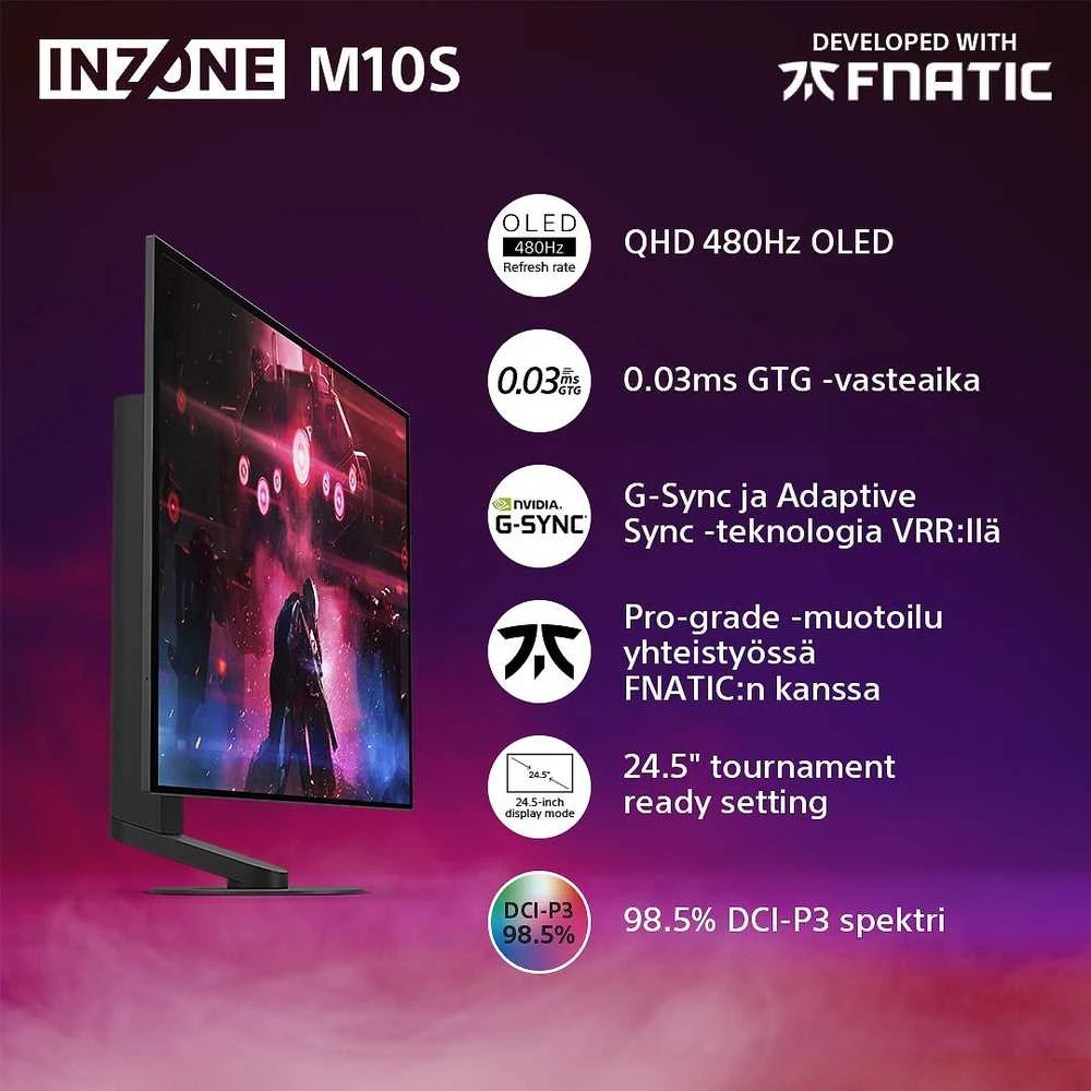 Monitorius Sony INZONE M10S - 480Hz | QHD | 26,5 colio | OLED | 0,03 ms