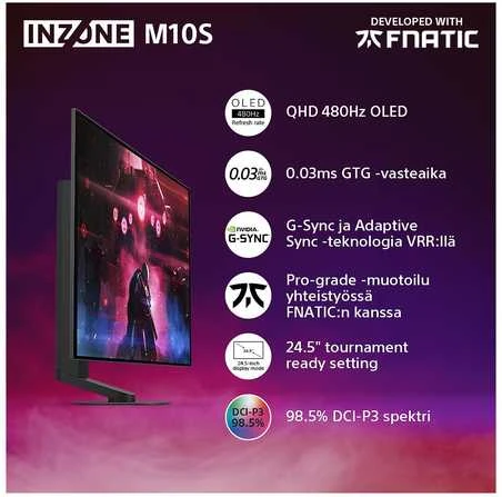 Monitorius Sony INZONE M10S - 480Hz | QHD | 26,5 colio | OLED | 0,03 ms