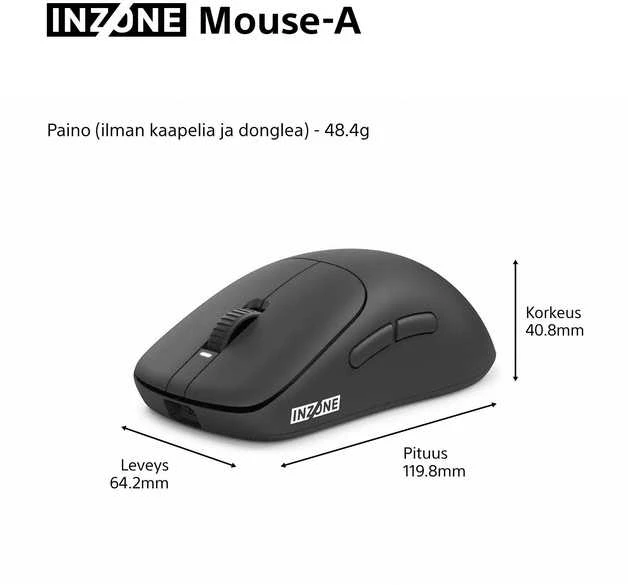 Myszka žaidimams Sony INZONE Pelė-A belaidė 30000 dpi optinė juoda