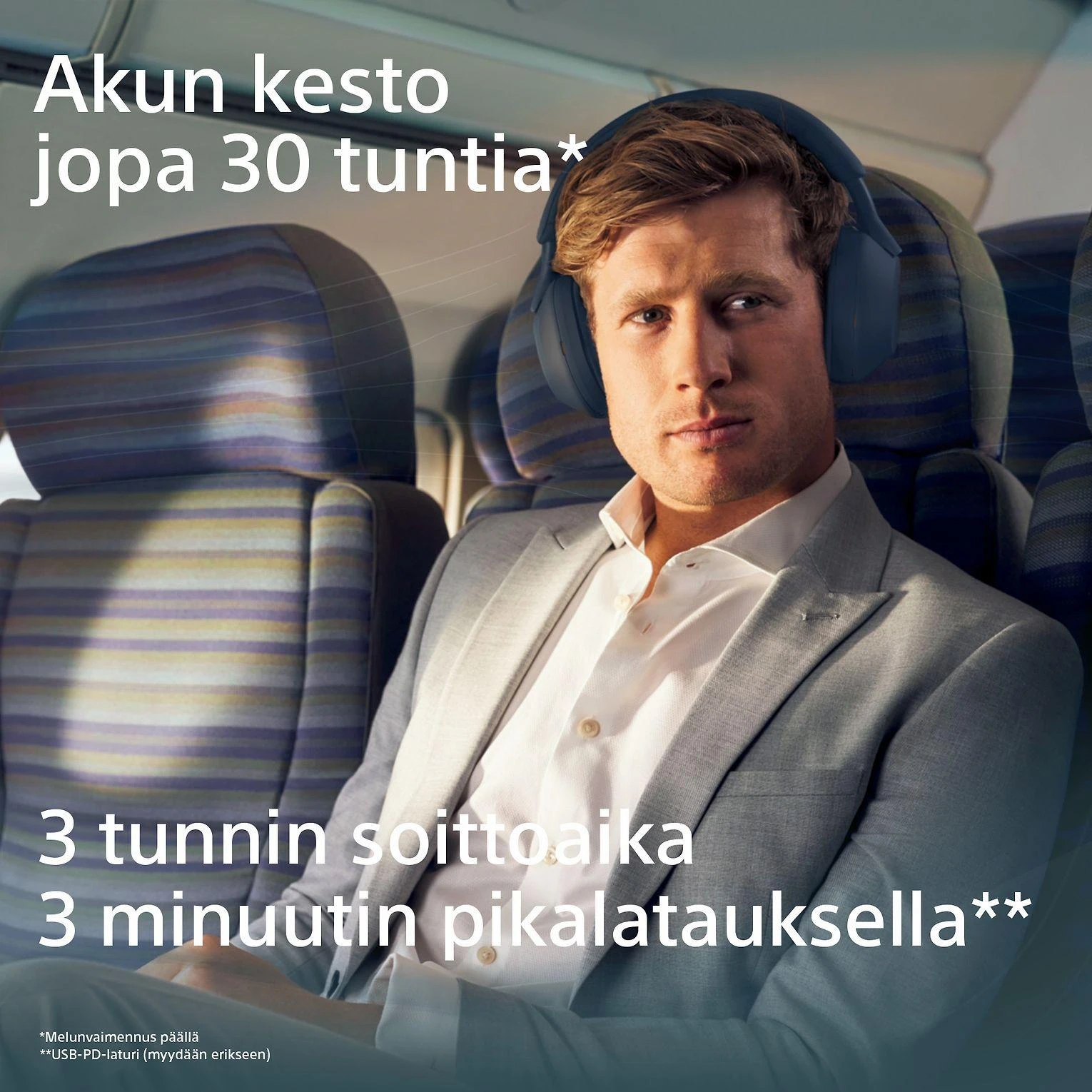 Belaidės ausinės Sony WH-1000XM5 su triukšmo slopinimo technologija, Mėlynos