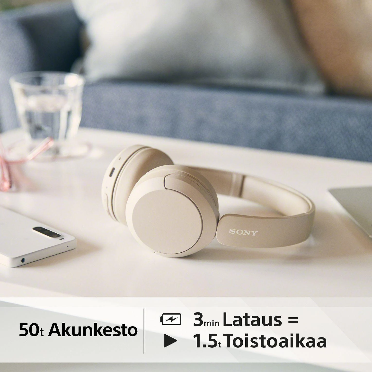 Belaidės Ausinės Sony WH-CH520B, Rusvos spalvos