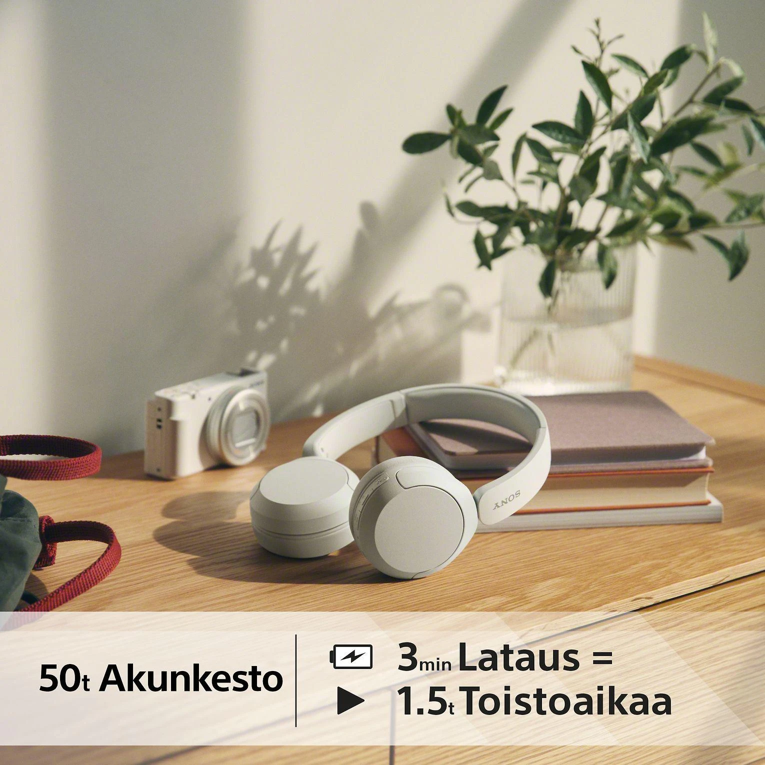 Belaidės Ausinės Sony WH-CH520W, Baltos spalvos