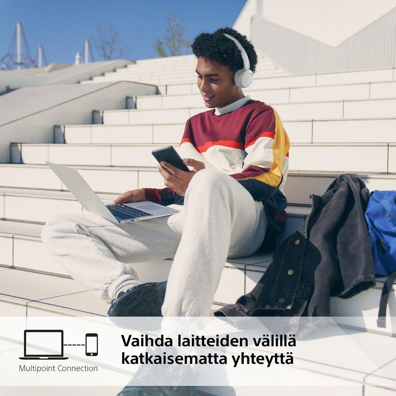 Belaidės Ausinės Sony WH-CH520W, Baltos spalvos