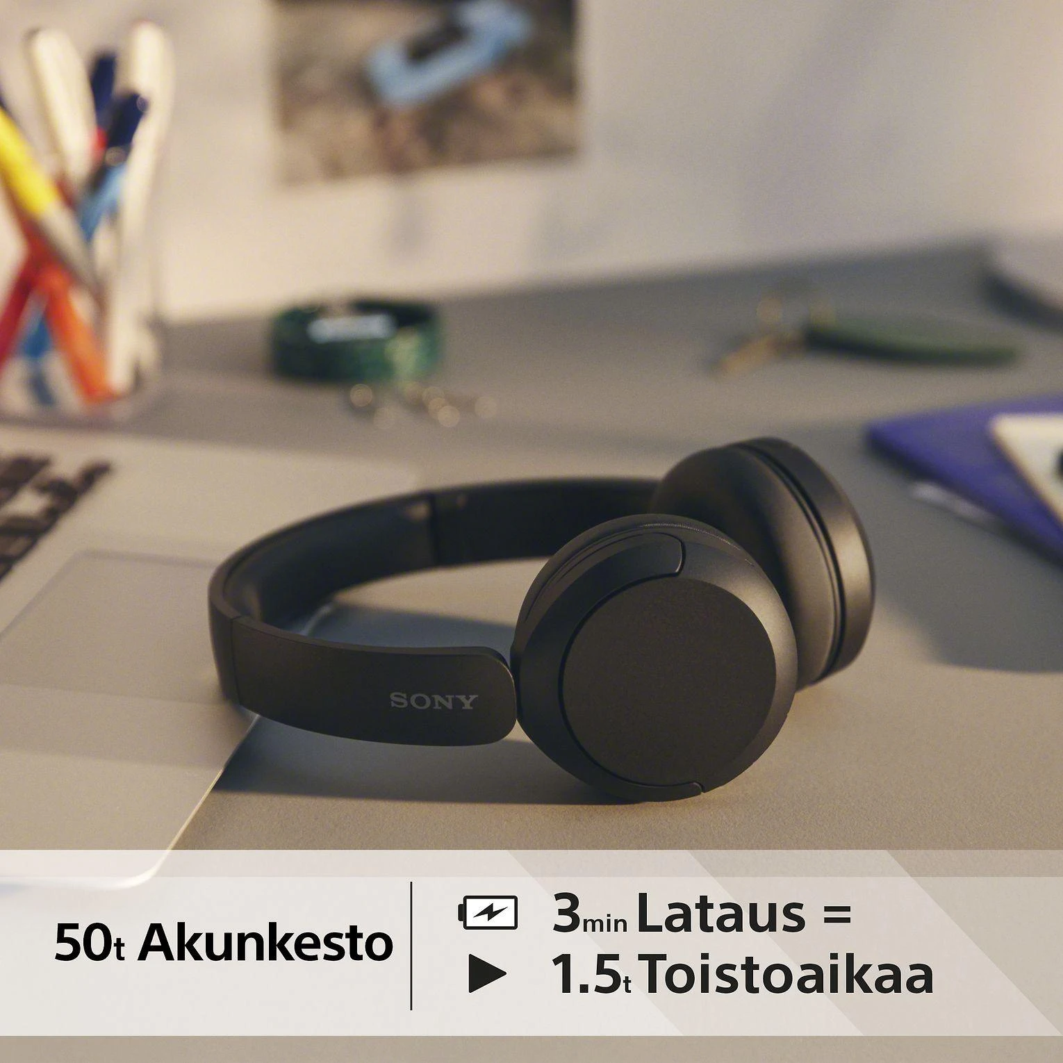 Belaidės Ausinės Sony WH-CH520B, Juodos spalvos