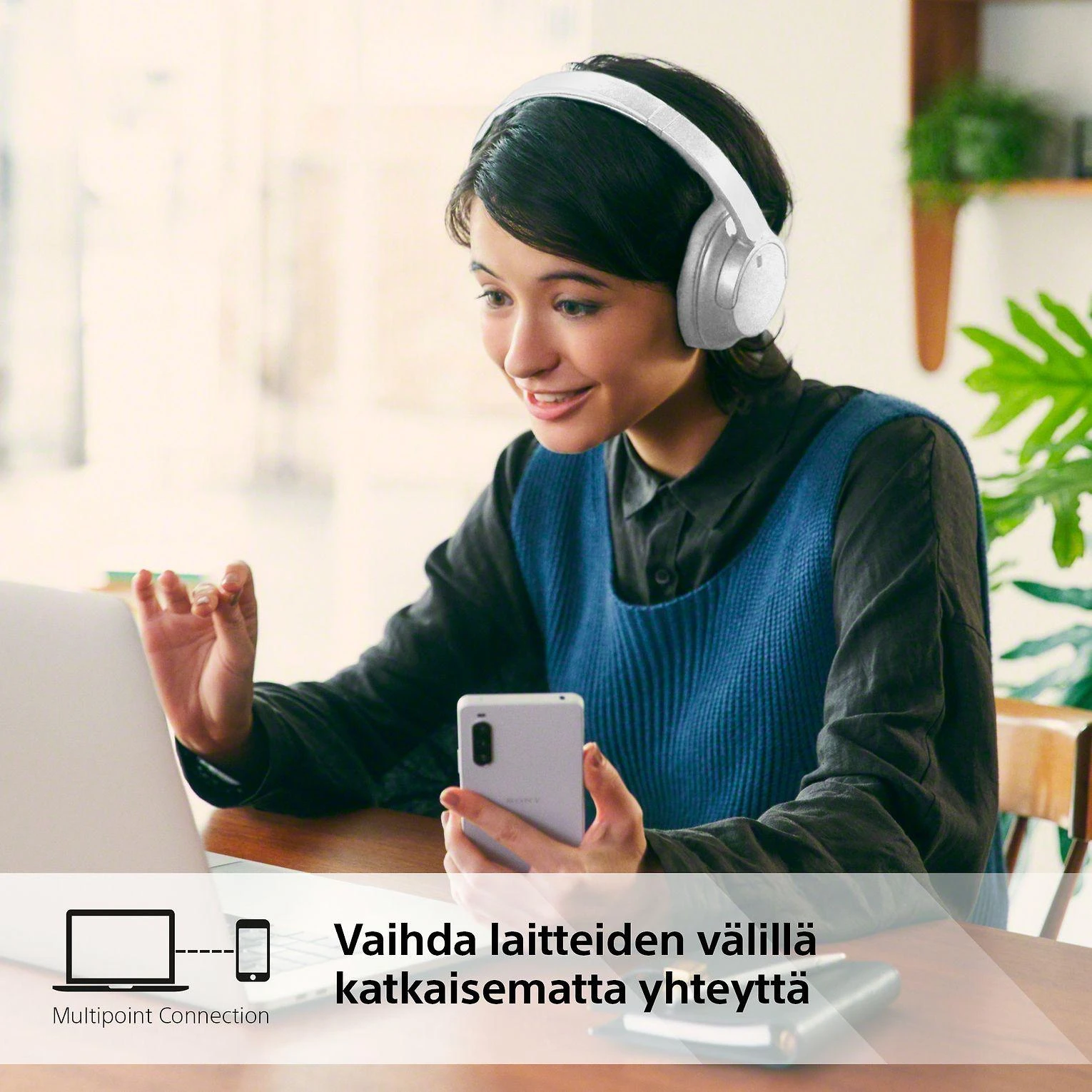 Sony WH-CH720NW belaidės ausinės, Baltos spalvos