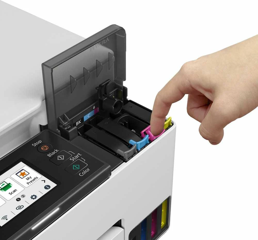 CANON MAXIFY GX1050 daugiafunkcis spalvotas rašalinis spausdintuvas, pakartotinai užpildomas, A4, 210 x 297 mm, A4, 15 atv./min., 250 lapų, USB 2.0, LAN, „Wi-Fi“.