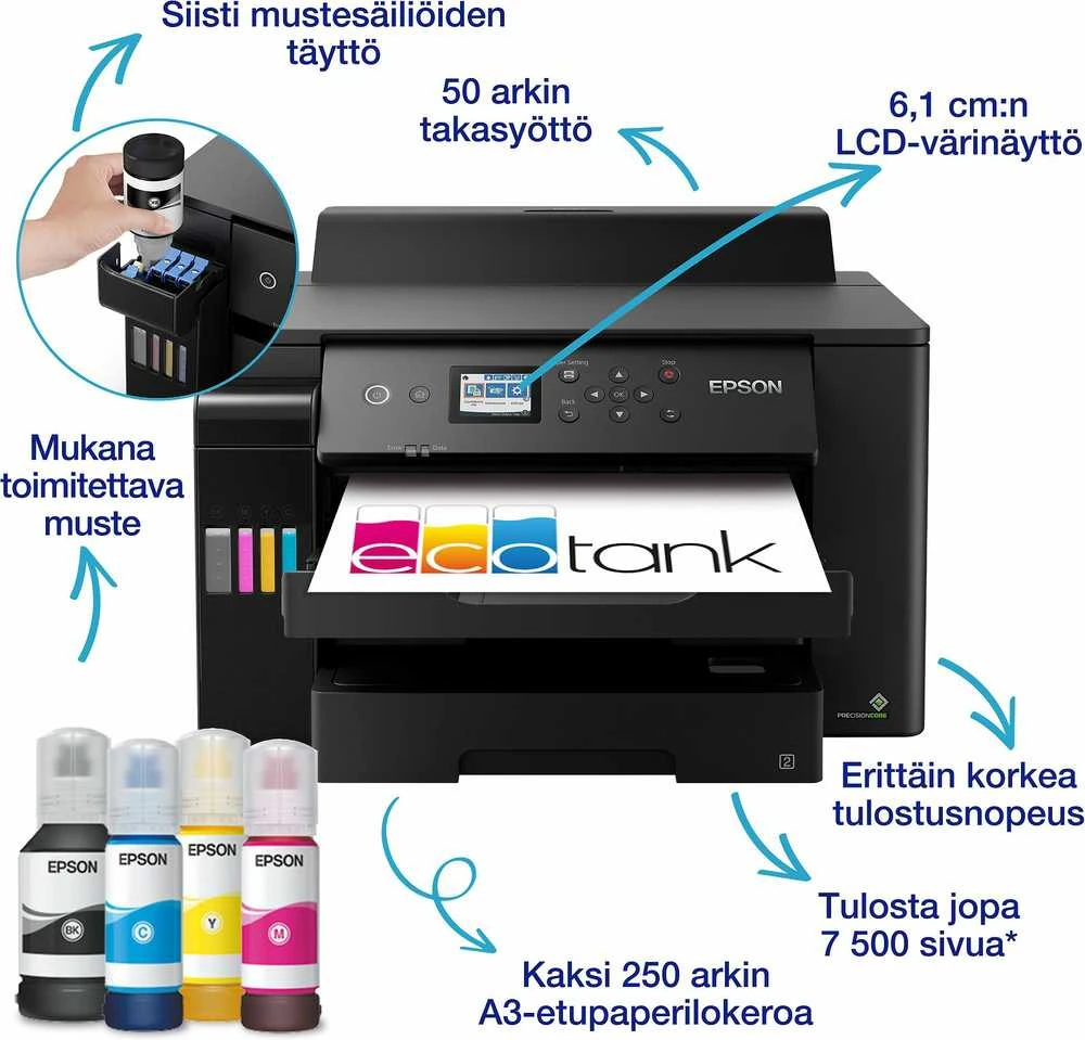Spausdintuvas Epson EcoTank ET-16150, Tintenstrahldrucker - juodas, USB, LAN, WLAN, Duplex (Druck)