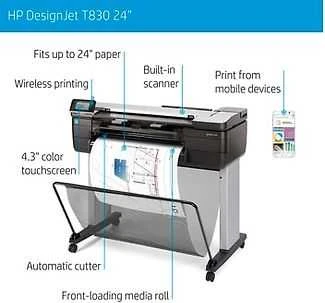 Hewlett Packard (HP) HP DesignJet T830 24 colių daugiafunkcis spausdintuvas su nauju stovu Spausdintuvas