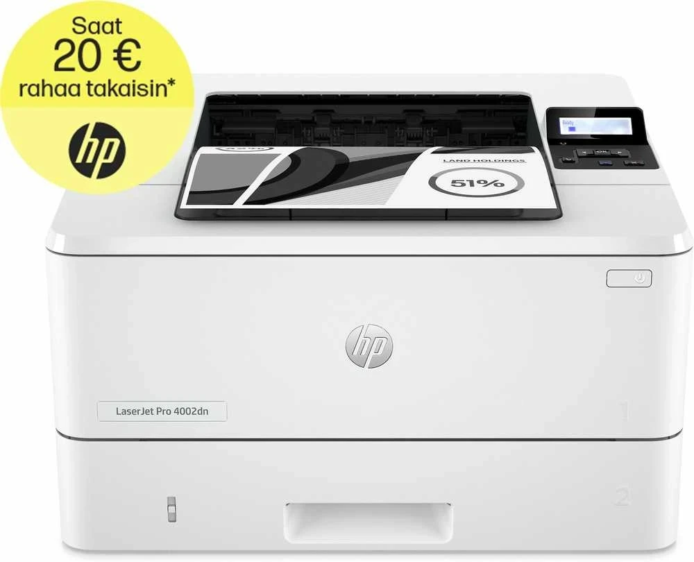 Hewlett Packard (HP) HP LaserJet Pro 4002dn Spausdintuvas - A4 Mono lazerinis, Spausdinti, Automatinis dokumentų tiektuvas, Auto-Duplex, LAN, 40ppm, 750-4000 puslapių per mėnesį (pakeičia M404dn)