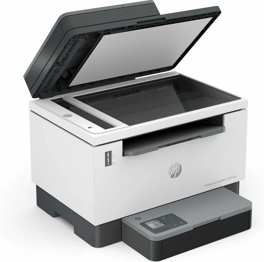 Hewlett Packard (HP) HP LaserJet Tank 2604sdw AIO All-in-One Spausdintuvas - A4 Mono lazerinis, Spausdinti/Kopijuoti/Dual-Side Scan, Automatinis dokumentų tiektuvas, Auto-Duplex, LAN, Wifi, 22ppm, 250-2500 puslapių per mėnesį (pakeičia Neverstop)