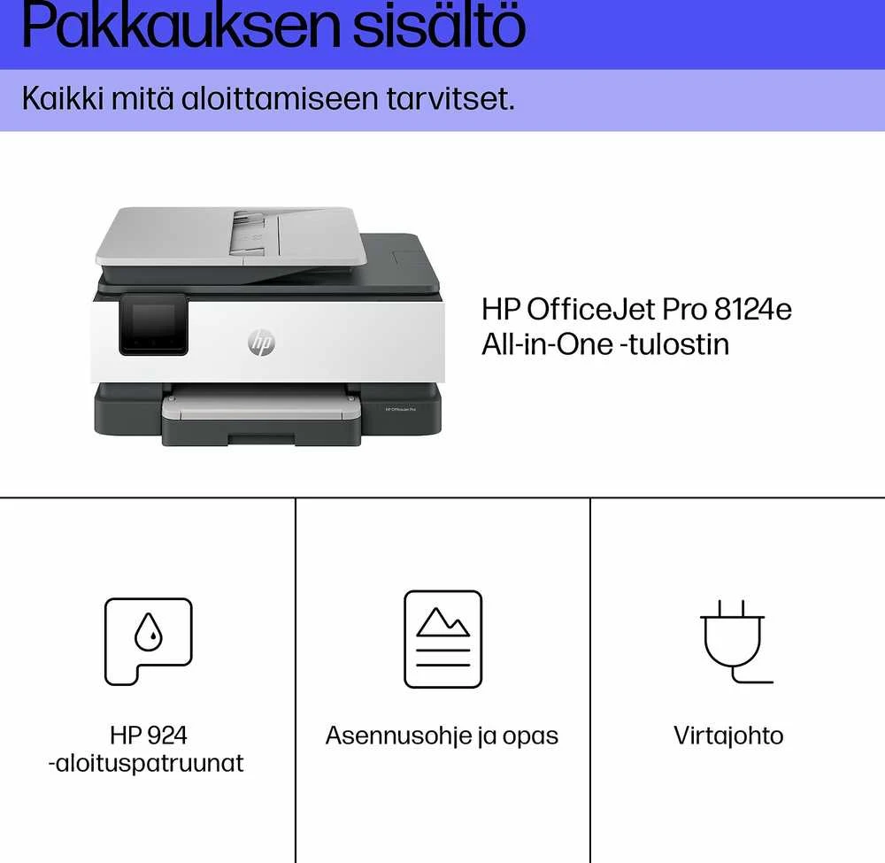 Spausdintuvas „HP OfficeJet Pro 8124e All-in-One“ – mustesuihkutulostinas