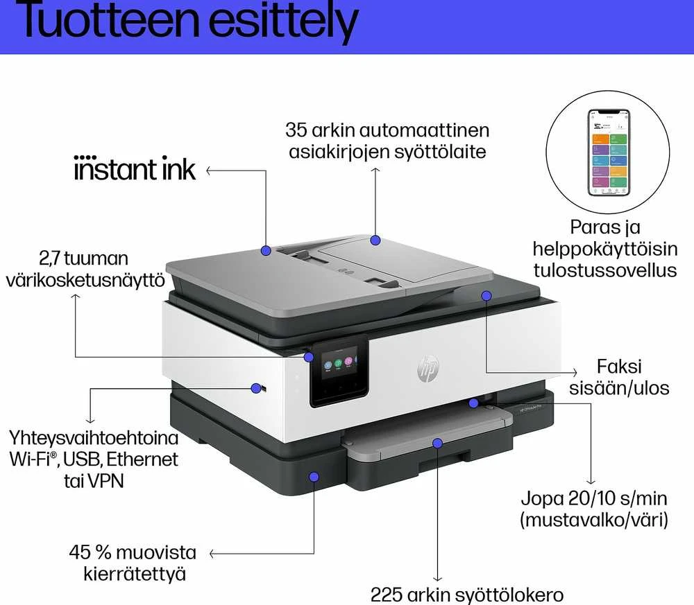 Spausdintuvas „HP OfficeJet Pro 8124e All-in-One“ – mustesuihkutulostinas