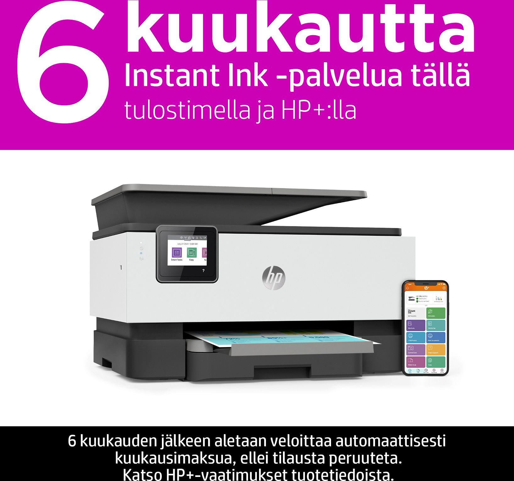 Hewlett Packard (HP) „HP Officejet Pro 9012e All-in-One“ spausdintuvas, įskaitant 6 mėnesių momentinio rašalo su HP+ bandomąją versiją