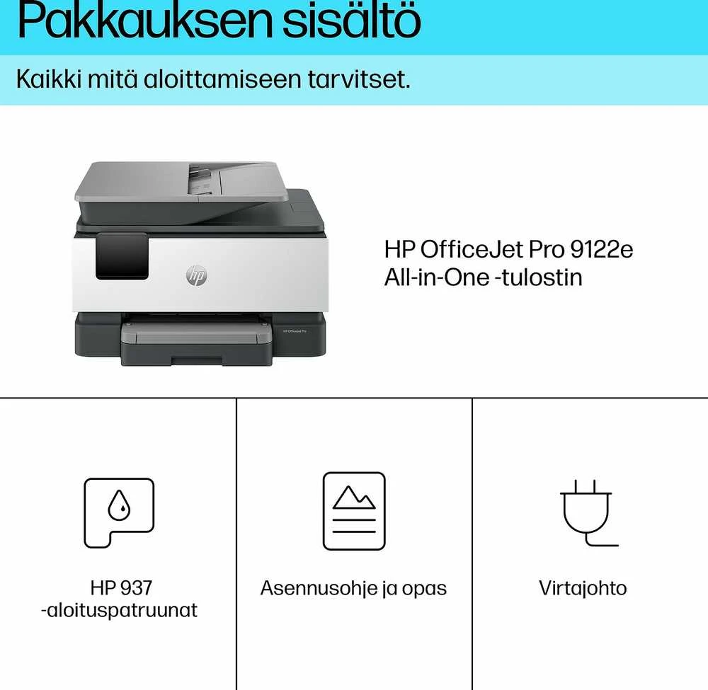 HP OfficeJet Pro 9122e daugiafunkcis spausdintuvas, Terminis rašalinis spausdintuvas, Spalvotas spausdinimas, 4800 x 1200 DPI, A4, Tiesioginis spausdinimas, Pilkas