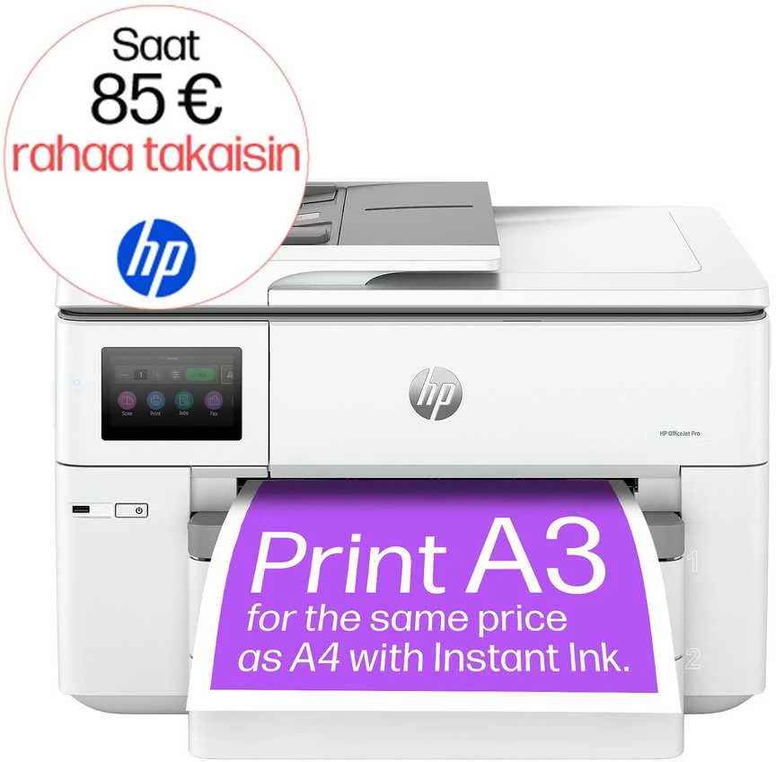 Hewlett Packard (HP) HP OfficeJet Pro 9730e HP+ plataus formato AiO All-in-One Spausdintuvas - A3/A4 spalvotas rašalas, spausdinimas/kopijavimas/nuskaitymas, automatinis dokumentų tiektuvas, automatinis dvipusis, du dėklai, LAN, Wifi, 22 psl. per mėnesį, 250-1500 puslapių (pakeičia OfficeJet Pro 7740)