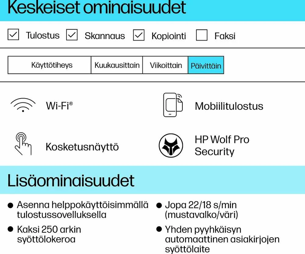 Hewlett Packard (HP) HP OfficeJet Pro 9730e HP+ plataus formato AiO All-in-One Spausdintuvas - A3/A4 spalvotas rašalas, spausdinimas/kopijavimas/nuskaitymas, automatinis dokumentų tiektuvas, automatinis dvipusis, du dėklai, LAN, Wifi, 22 psl. per mėnesį, 250-1500 puslapių (pakeičia OfficeJet Pro 7740)