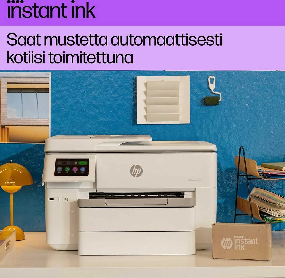 Hewlett Packard (HP) HP OfficeJet Pro 9730e HP+ plataus formato AiO All-in-One Spausdintuvas - A3/A4 spalvotas rašalas, spausdinimas/kopijavimas/nuskaitymas, automatinis dokumentų tiektuvas, automatinis dvipusis, du dėklai, LAN, Wifi, 22 psl. per mėnesį, 250-1500 puslapių (pakeičia OfficeJet Pro 7740)