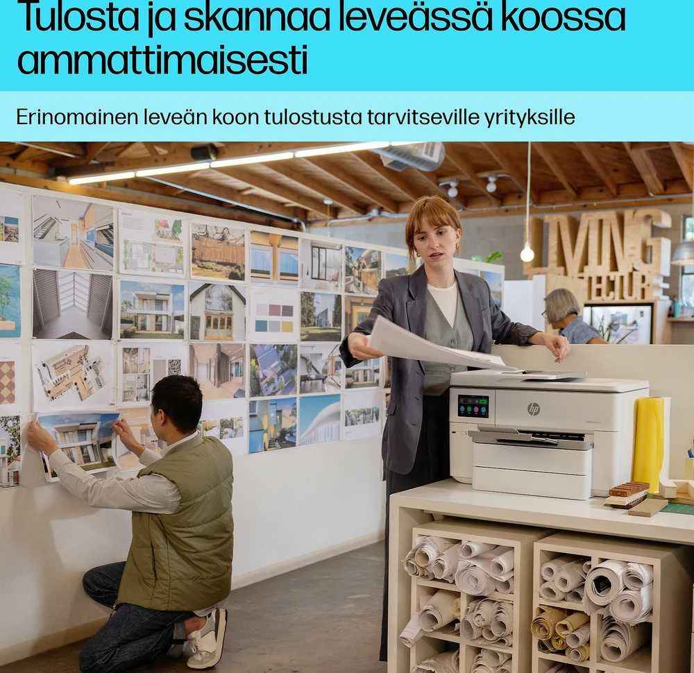 Hewlett Packard (HP) HP OfficeJet Pro 9730e HP+ plataus formato AiO All-in-One Spausdintuvas - A3/A4 spalvotas rašalas, spausdinimas/kopijavimas/nuskaitymas, automatinis dokumentų tiektuvas, automatinis dvipusis, du dėklai, LAN, Wifi, 22 psl. per mėnesį, 250-1500 puslapių (pakeičia OfficeJet Pro 7740)