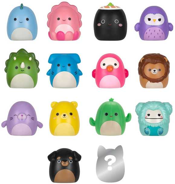 SQUISHMALLOWS SQUISH-A-LONGS kolekcinės figūrėlės, 14 vnt., 2,5 cm aprašymas - Prekės nuotrauka