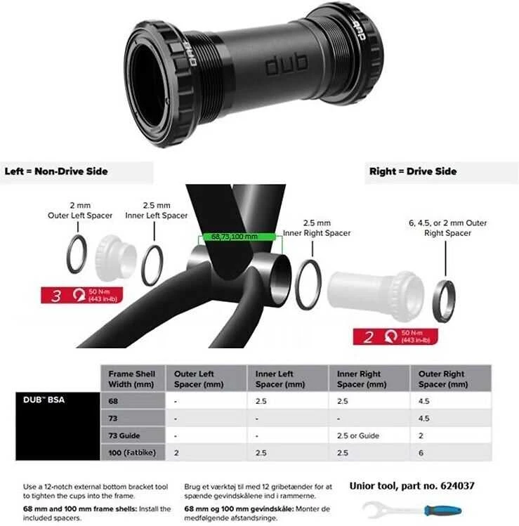 Miniklio velenas SRAM DUB Road BSA 68/73mm wide