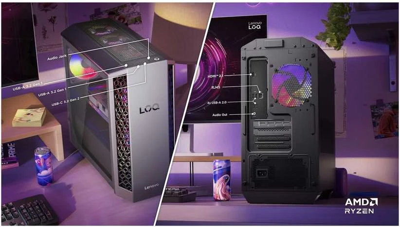 Stacionarus kompiuteris Lenovo LOQ | 26ADR10 | Desktop | Tower | AMD Ryzen 7 | 8745HX | 16 GB | SODIMM DDR5 | NVIDIA GeForce RTX 5050 | Optinio disko nėra | No keyboard | Windows 11 Home | Garantija 24 mėn.