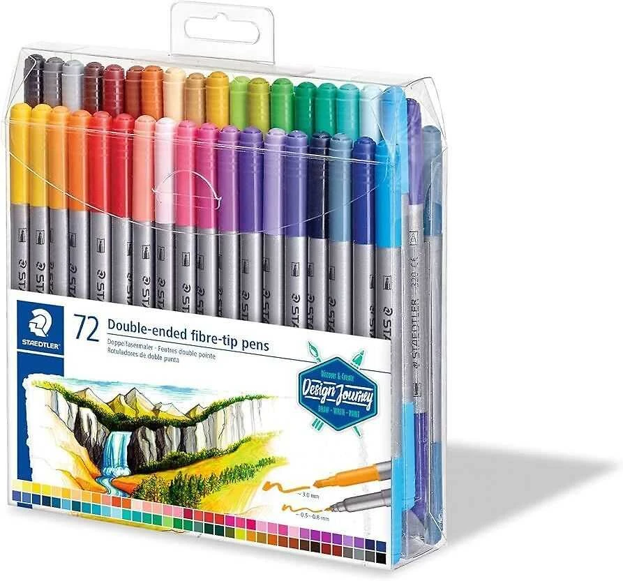 Flomasteriai STAEDTLER, dvipusiai, 72 vnt.