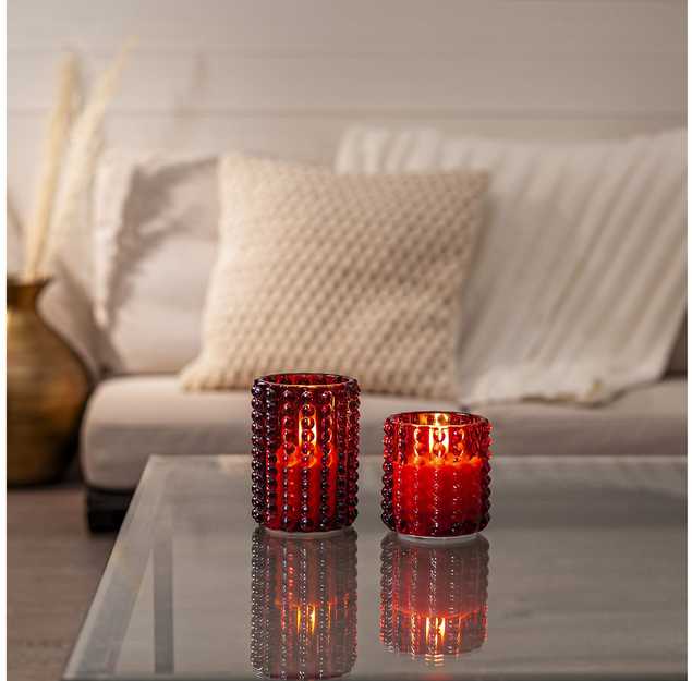 Star Trading Flamme Dotty LED-kynttilä, punainen, 12,5 cm