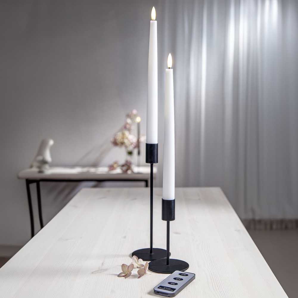 Star Trading Flamme Slim LED-antiikkikynttilä, 2 kpl, 28cm, valkoinen