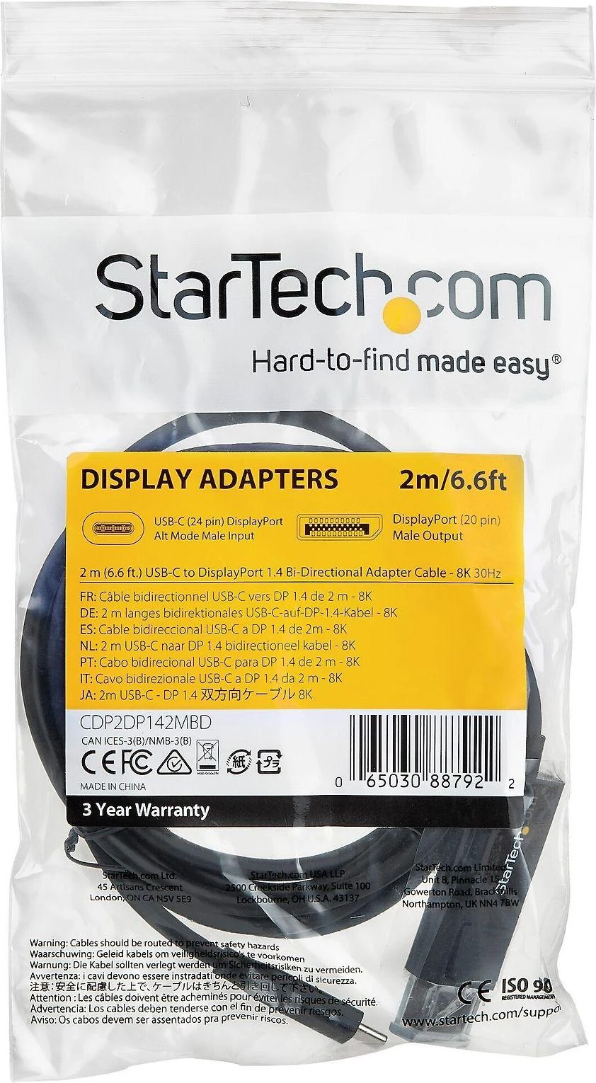 Startech USB-C į DisplayPort 1.4 laidas, 2 m