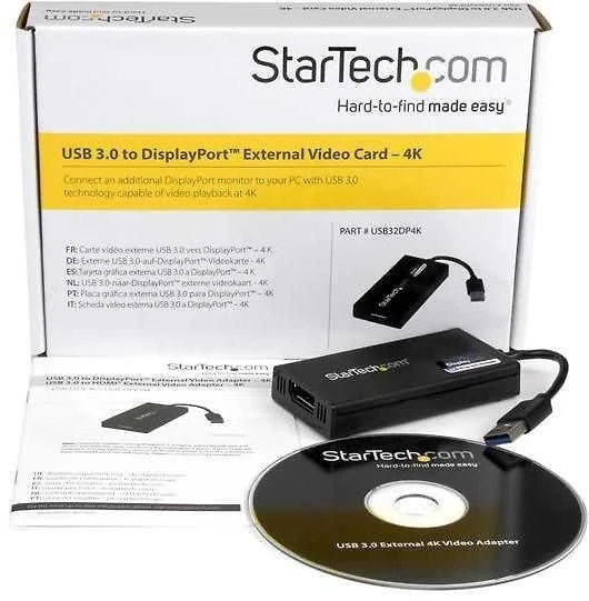 USB į DisplayPort adapteris su programinės įrangos disku