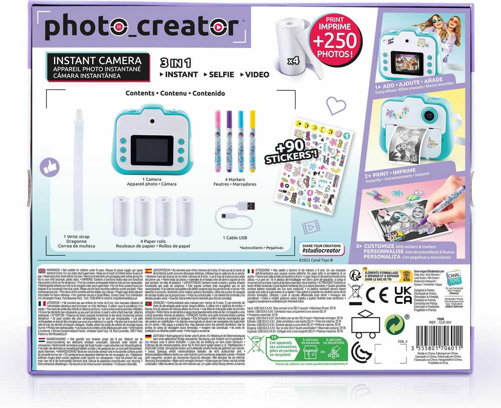 Canal Toys Vaikiškas CL Momentinis fotoaparatas (001CL)