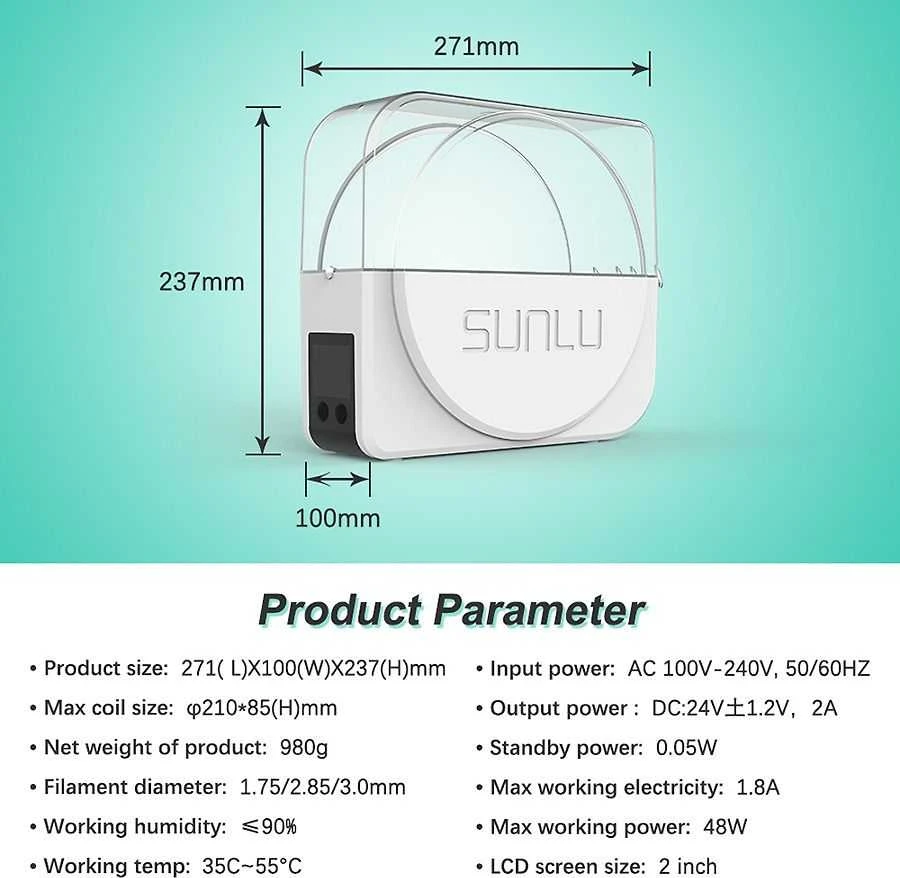 SUNLU FilaDryer S1 Plus -filamenttikuivuri