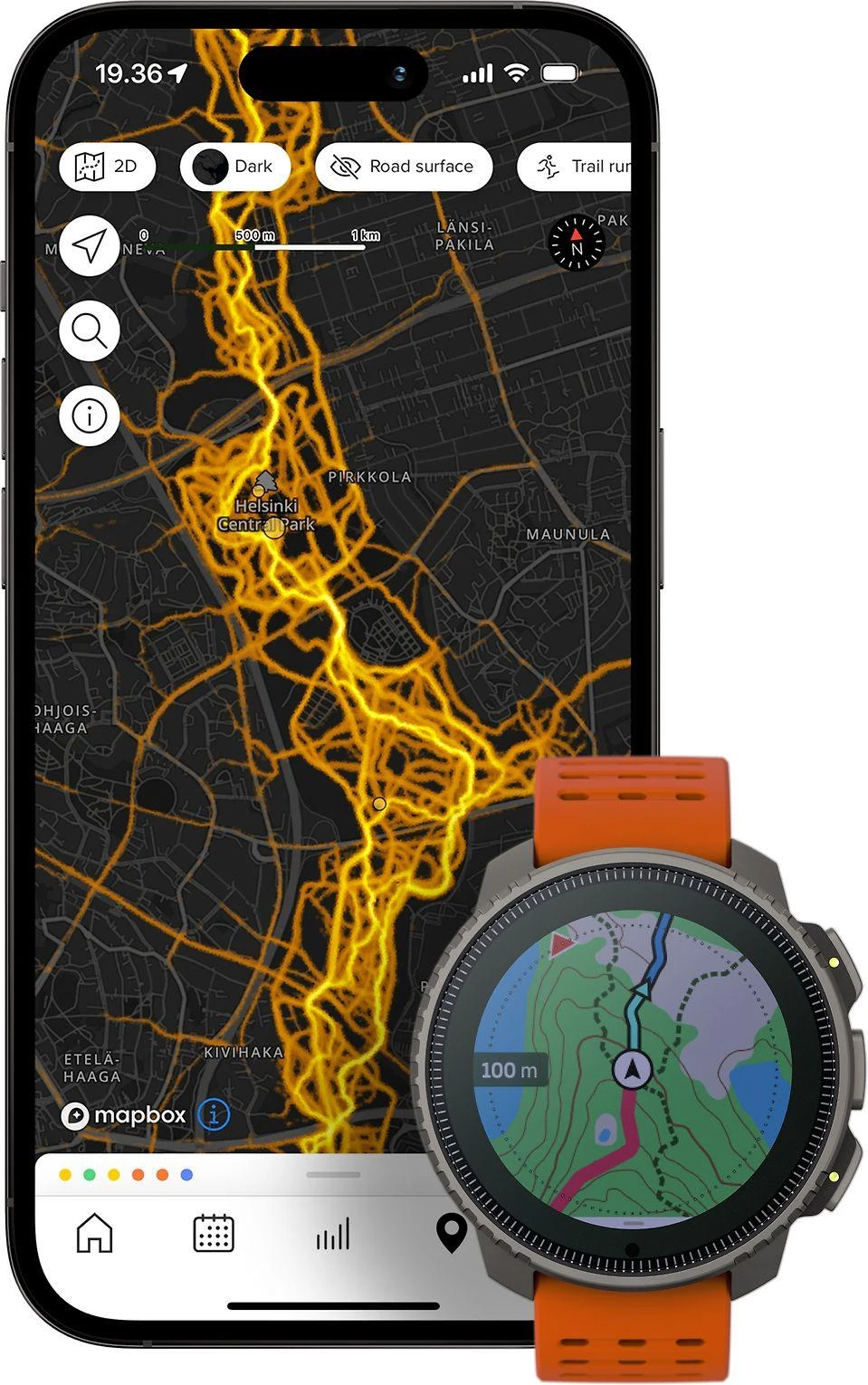 Išmanusis laikrodis Suunto Vertical Titanium Solar Canyon, Titano spalvos korpusas su oranžinės spalvos dirželiu
