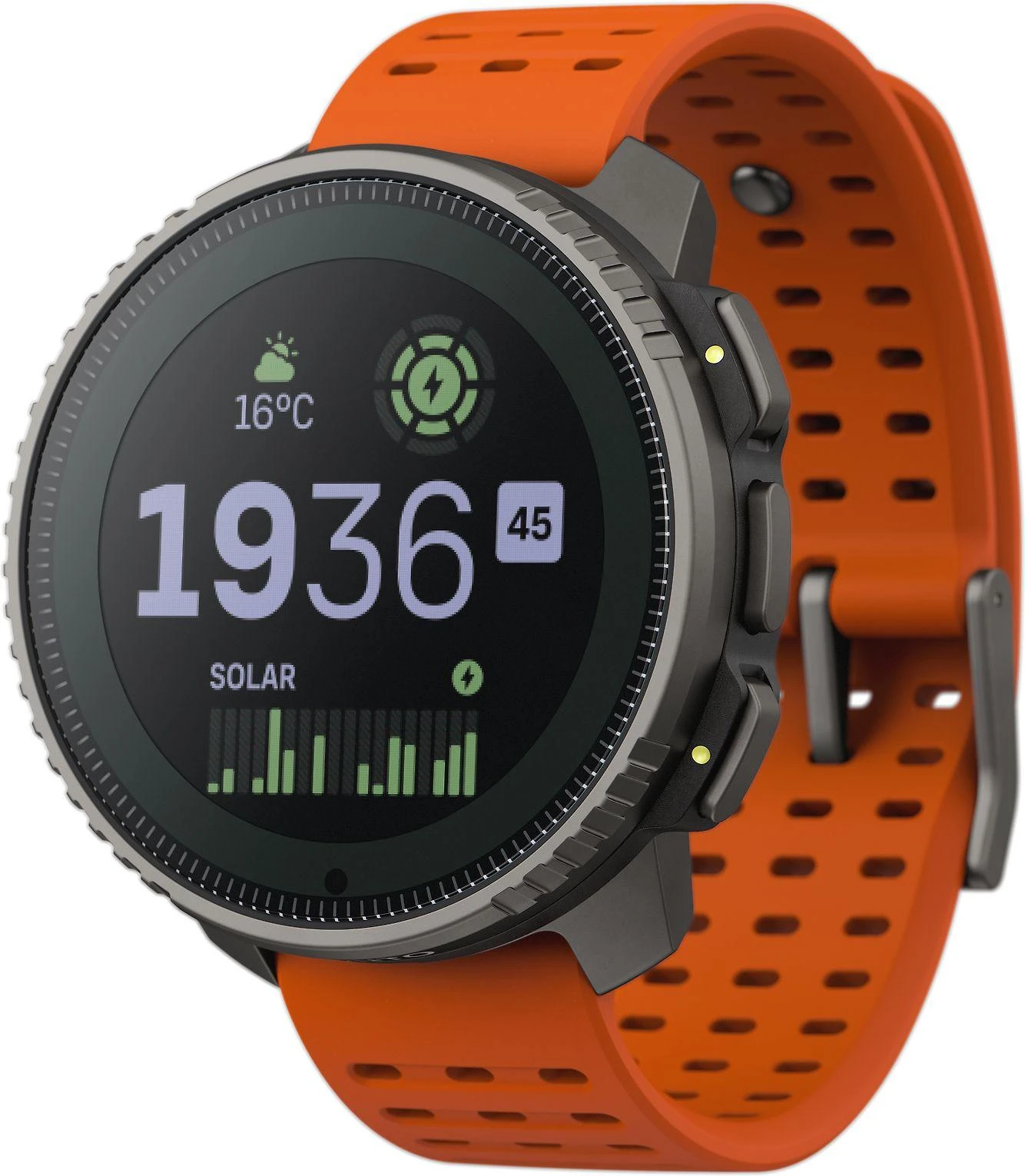 Išmanusis laikrodis Suunto Vertical Titanium Solar Canyon, Titano spalvos korpusas su oranžinės spalvos dirželiu