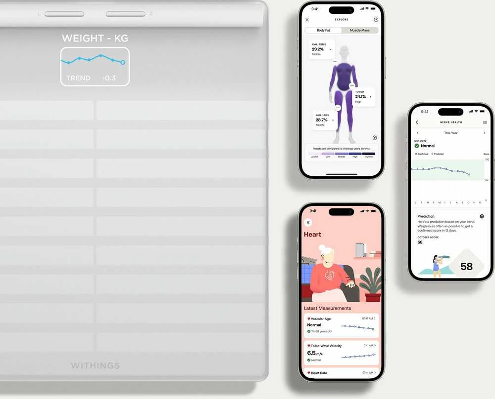 Išmaniosios vonios svarstyklės Withings Body Scan, Baltos