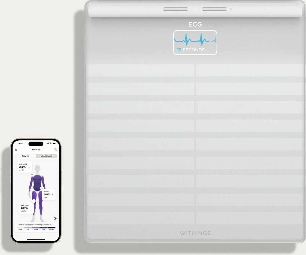 Išmaniosios vonios svarstyklės Withings Body Scan, Baltos