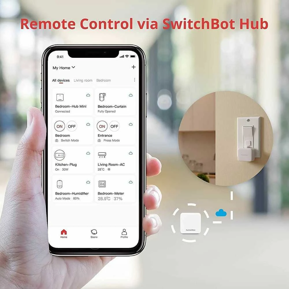 Belaidis nuotolinis jungiklis SwitchBot-S1 - juodas