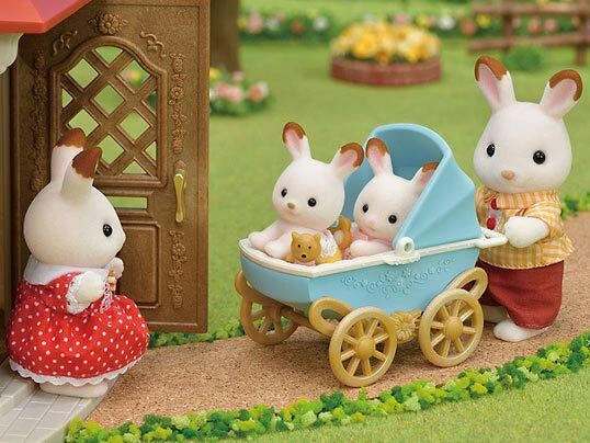 Sylvanian Families Triušiukai dvynukai vežimėlyje