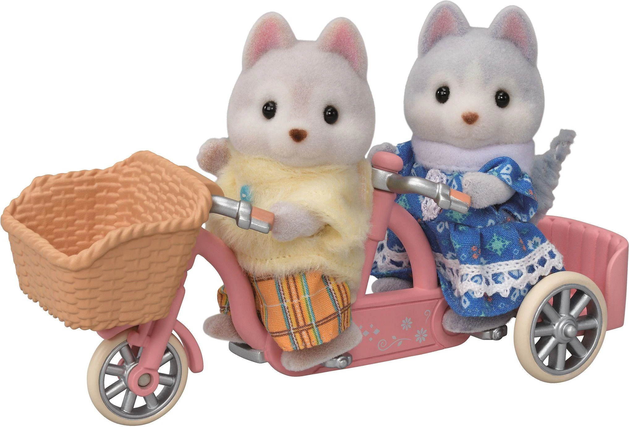 Sylvanian Families Epoch Figūrėlės husky šuniukai su dviračiu rinkinys