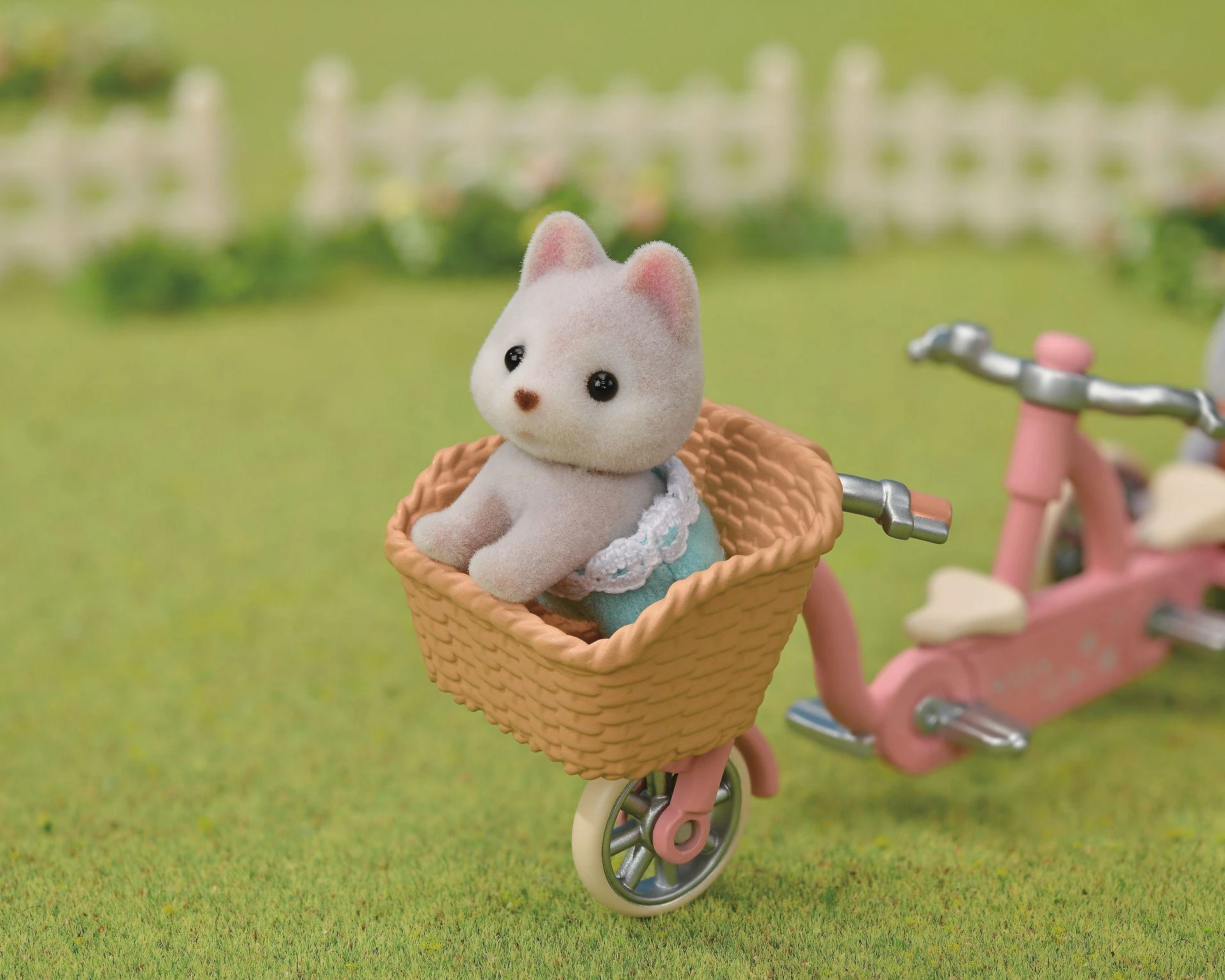 Sylvanian Families Epoch Figūrėlės husky šuniukai su dviračiu rinkinys