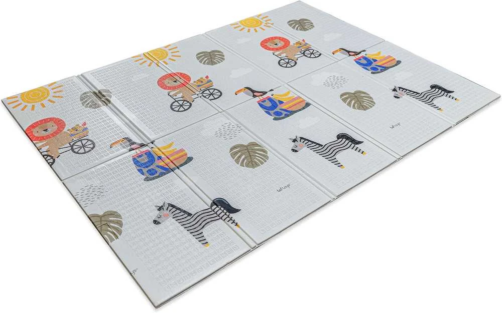 Taf Toys dvipusis vandeniui atsparus putų kilimėlis Savannah, 150 × 200 su kortelėmis