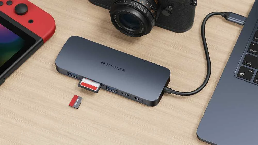 HyperDrive Next USB-C-Hubi, 10 porttia, muistikortinlukijat, keskiyön sininen