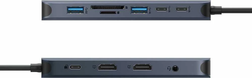 HyperDrive Next USB-C-Hubi, 11 porttia, muistikortinlukijat, keskiyön sininen