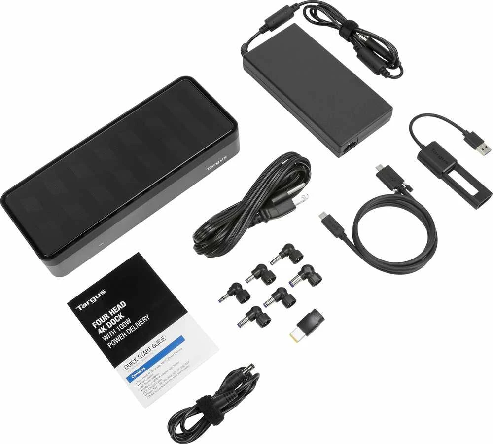 TARGUS USB-C UNIVERSALI QUAD 4K (QV4K) DOKO STOTIS SU 100 W MAITINIMO PATEIKIMA