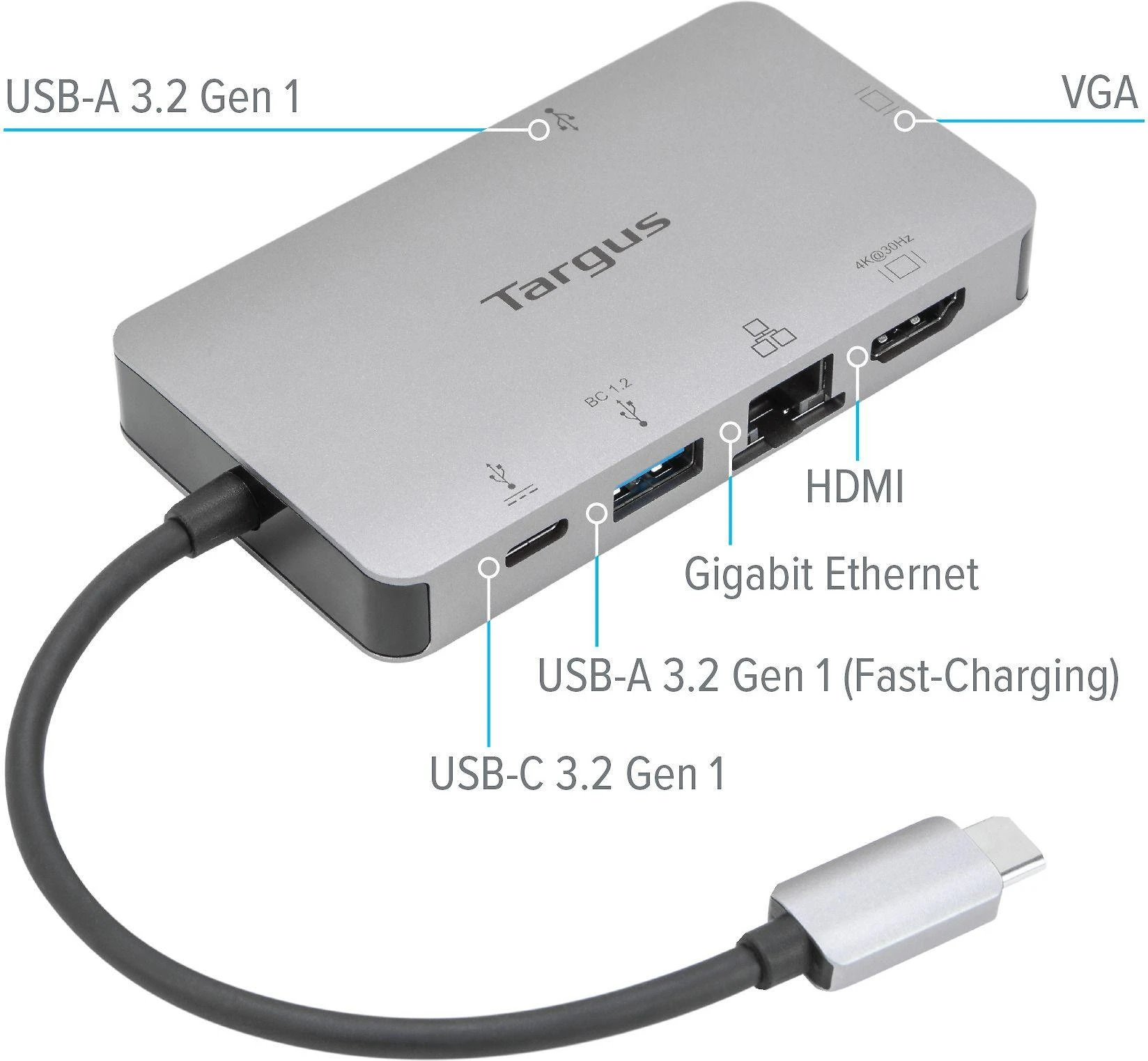 TARGUS USB-C VIENO VIDEO 4K HDMI / VGA DOKAS, W\ 100 W POWER PASS