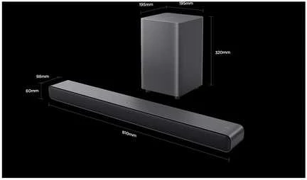 Namų kino sistema TCL S S55H 2.1 klasės kanalų garso juosta su „Dolby Atmos“, belaidžiu žemųjų dažnių garsiakalbiu ir „Bluetooth“ muzikos transliacija