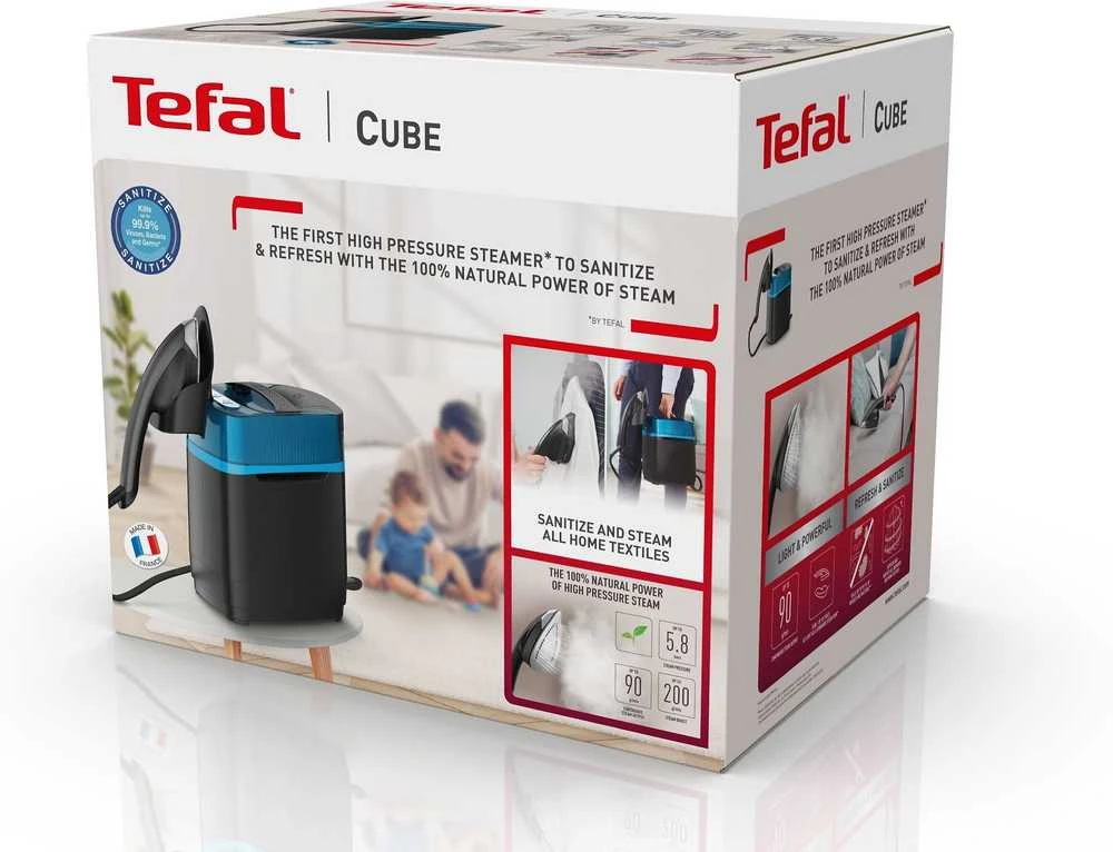 TEFAL Ironing System UT2020E0 Cube 2170 W, Vanduo tank capacity 1100 ml, Continuous steam 90 g/min, Juodas/Mėlyna