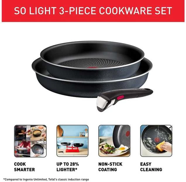 Puodų ir keptuvių rinkinys Tefal Ingenio So'Light L7239103, 3 dalių