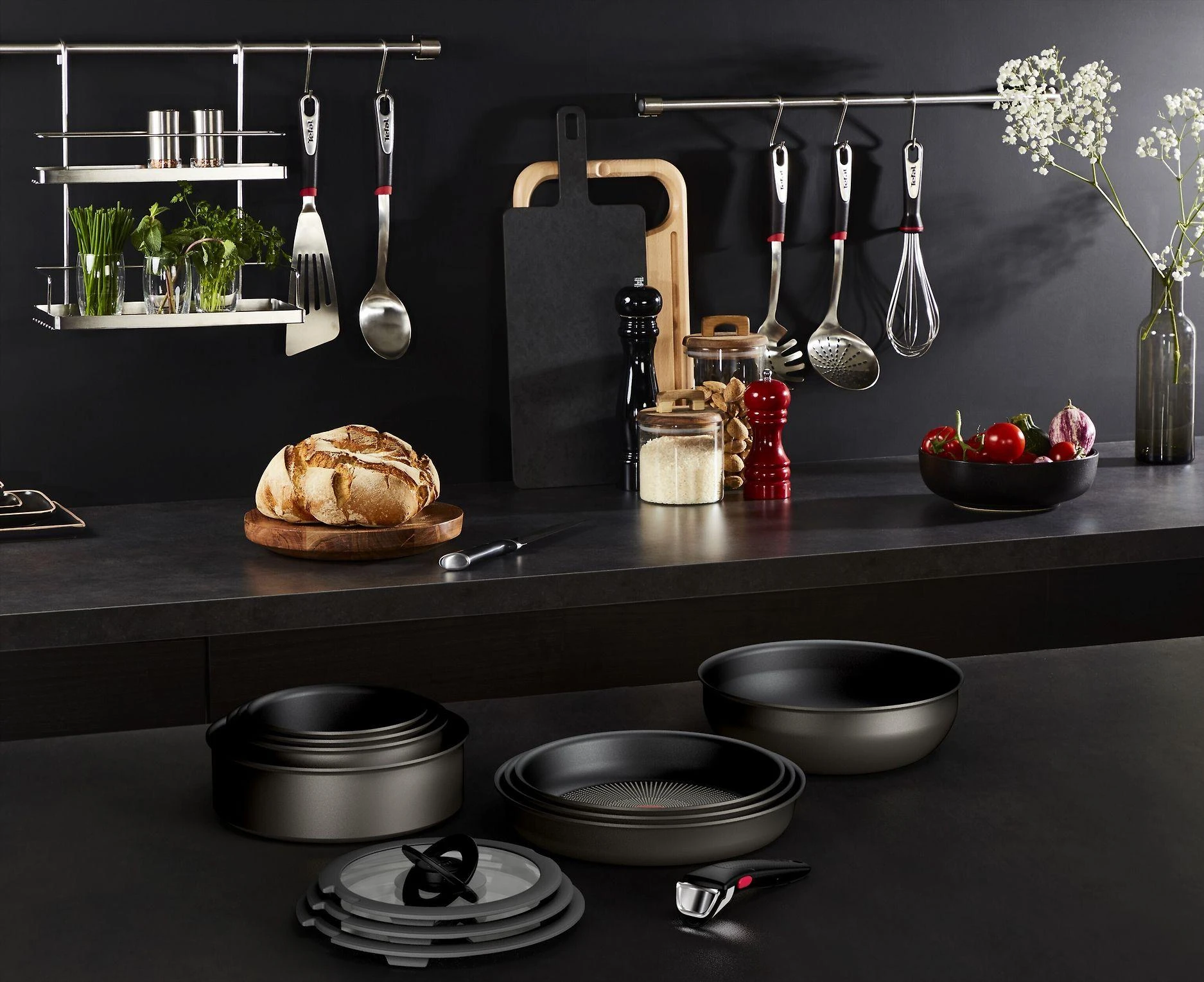 Keptuvių rinkinys Tefal L7649253 Ingenio Ultimate, 24/28 cm, su rankena