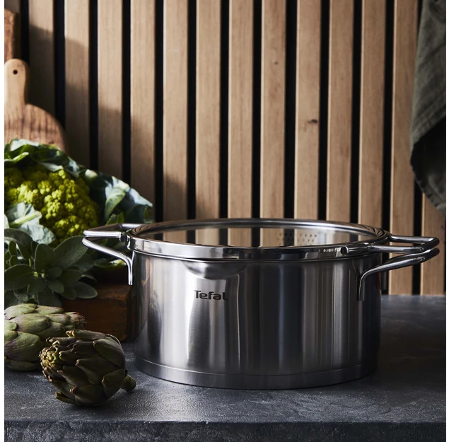 TEFAL Nordica H8524435 - Round - Nerūdijantis plienas - Nerūdijantis plienas - Ceramic - Gas - Halogen - Induction - Sealed plate - 250 °C - Glass
